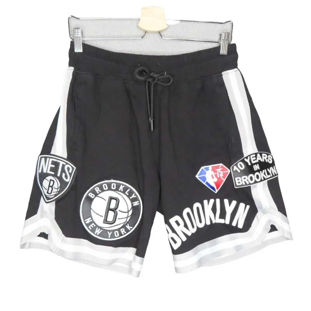 Pro‎ Standard Brooklyn Nets Basketball Shorts Medium Logo Patch Black White